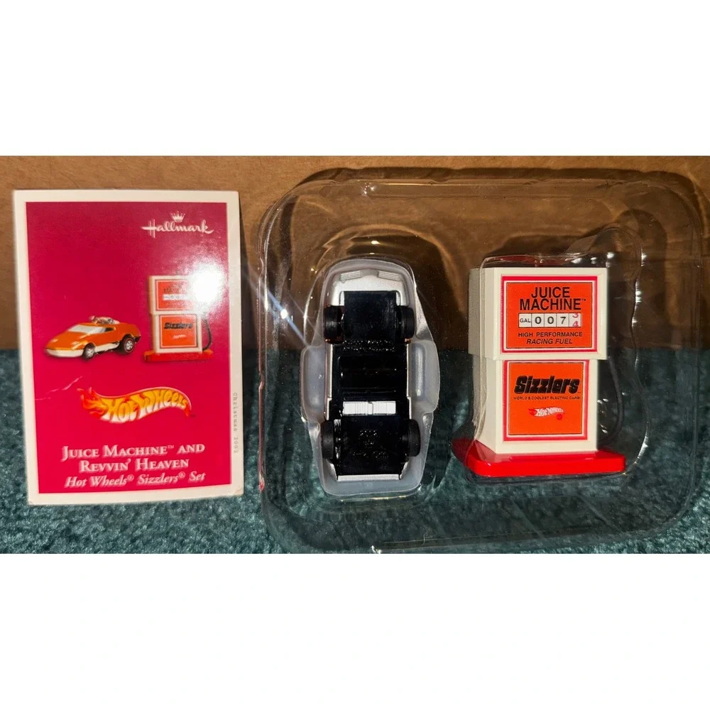 Hallmark 2002 Hot Wheels Sizzlers Juice Machine Revvin Heaven Ornament Set Boxed